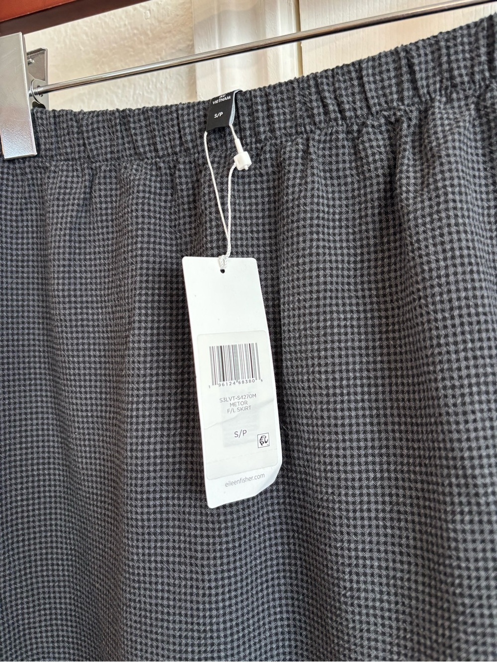 Eileen Fisher Metor Full Length Gingham Grey Skirt Size S - Picture 3 of 4